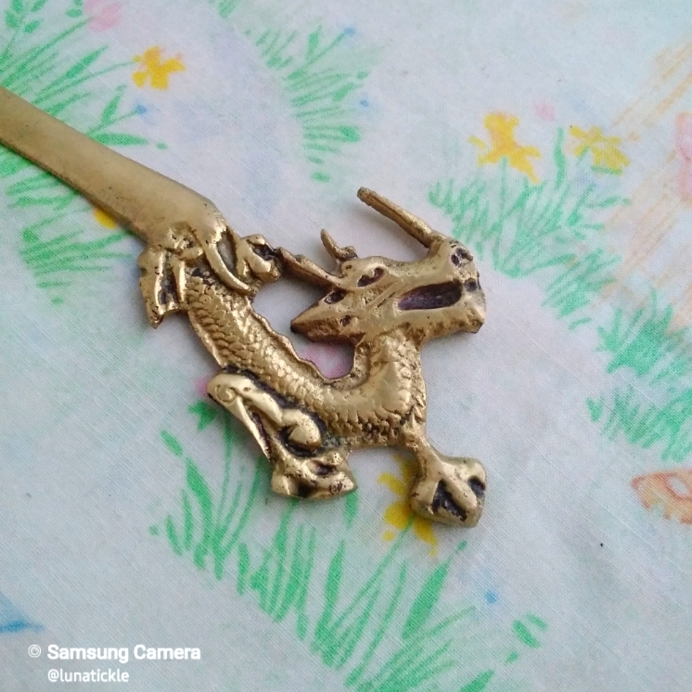 🌙Antique  Brass Dragon Letter Opener Page Turner